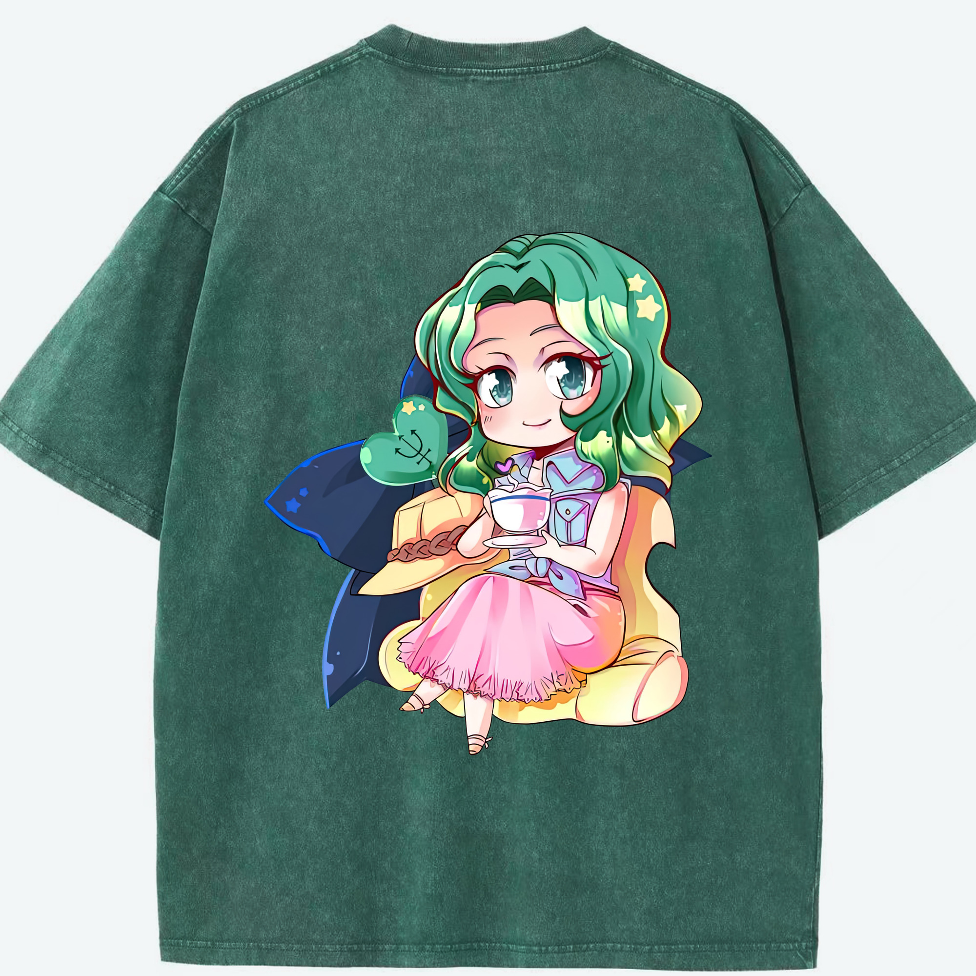 （画像用） 美少女戦士セーラームーン 海王 みちる（かいおう みちる） Sailor Moon Kaiou Michiru 綿100% ヴィンテージ風 半袖Tシャツ（背面プリント）